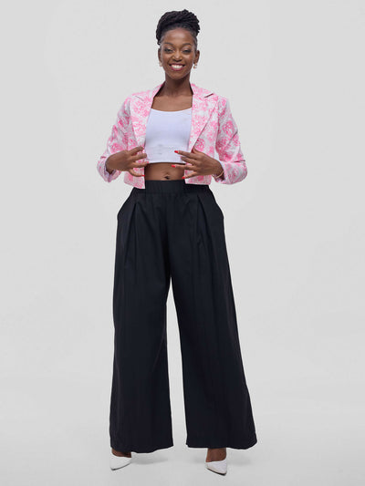 Marseille Cropped Jacket - Pink Floral - Shopzetu