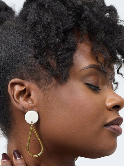 Wema Earrings - White / Gold - Shopzetu