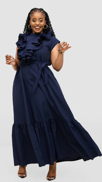 Magali Designs Cascade Dress - Navy Blue - Shopzetu