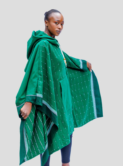 Liquid Lemn Jasiri Poncho with Pockets - Green