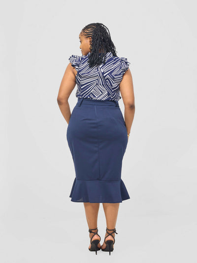 Liliadly Bebe Pencil Skirt - Blue - Shopzetu
