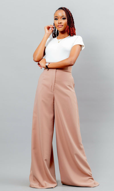 Afriwia Mrembo Wide Leg Pant - Nude - Shopzetu