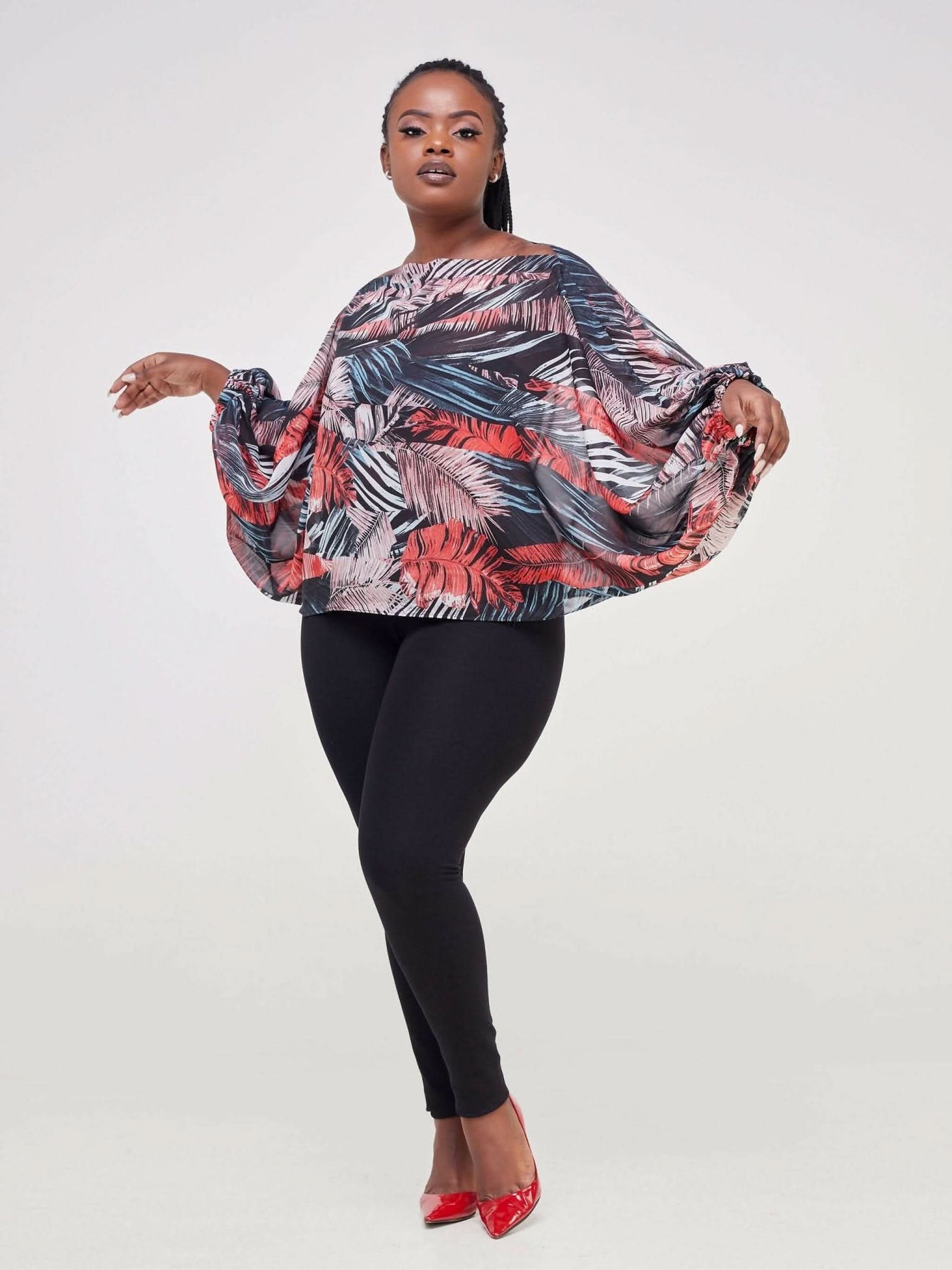Zoe Qu'an Elevate Palmiera Fire Top - Red - Shopzetu
