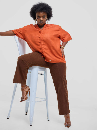 Kalungi Shwari Shirt Top - Burnt Orange - Shopzetu