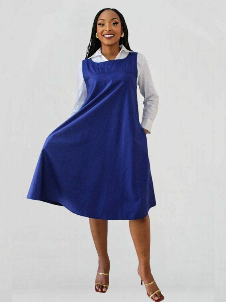 The Fashion Frenzy Zuri Shift Dress - Royal Blue - Shopzetu
