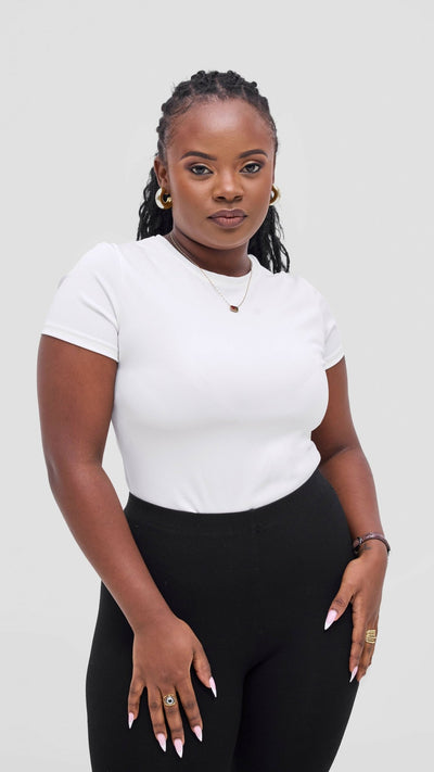 The Fashion Frenzy Crew Neck Top - White - Shopzetu