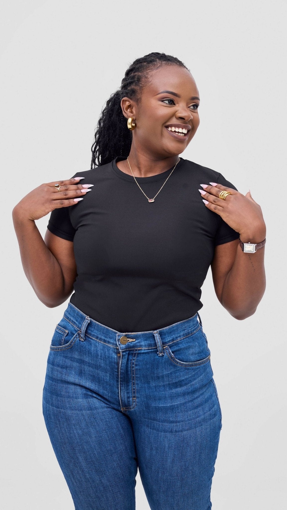 The Fashion Frenzy Crew Neck Top - Black - Shopzetu