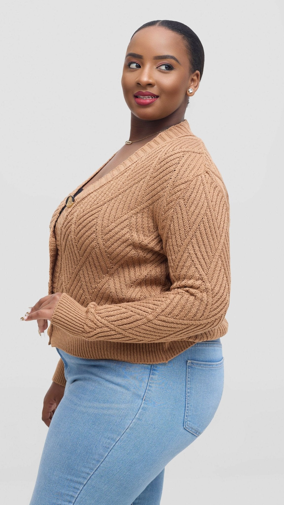 The Fashion Frenzy Button Cardigan Sweater - Brown - Shopzetu