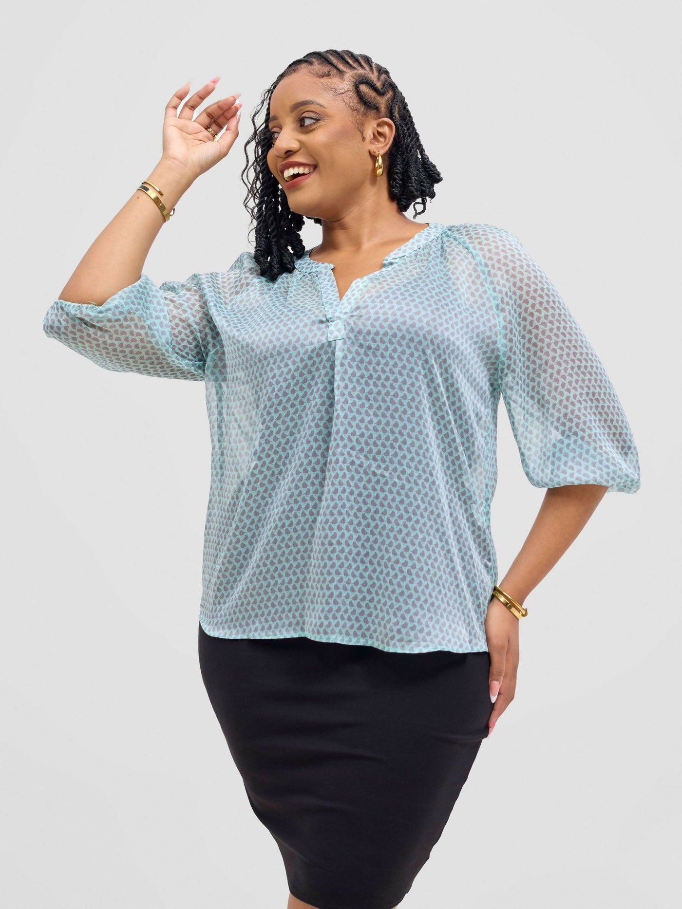 Lamazi Collections Chiffon Top - Mint Green - Shopzetu