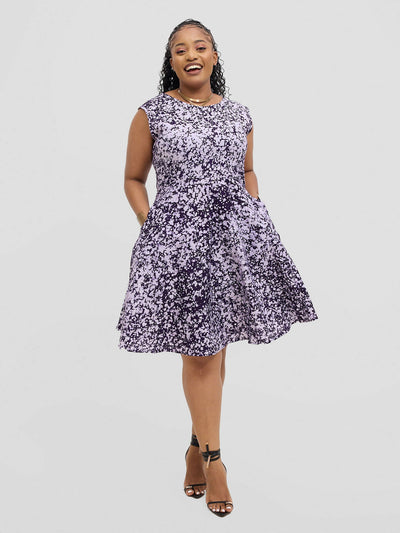 The Fashion Frenzy Raha Skater Dress - Purple - Shopzetu
