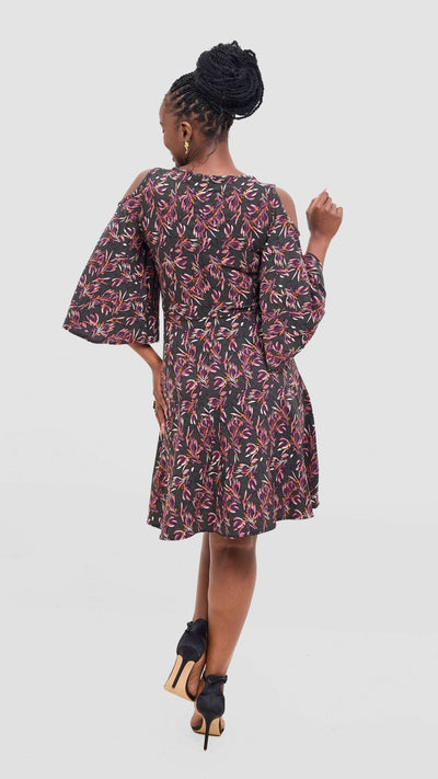 Rimyel Limited Skater Dress - Grey Print - Shopzetu