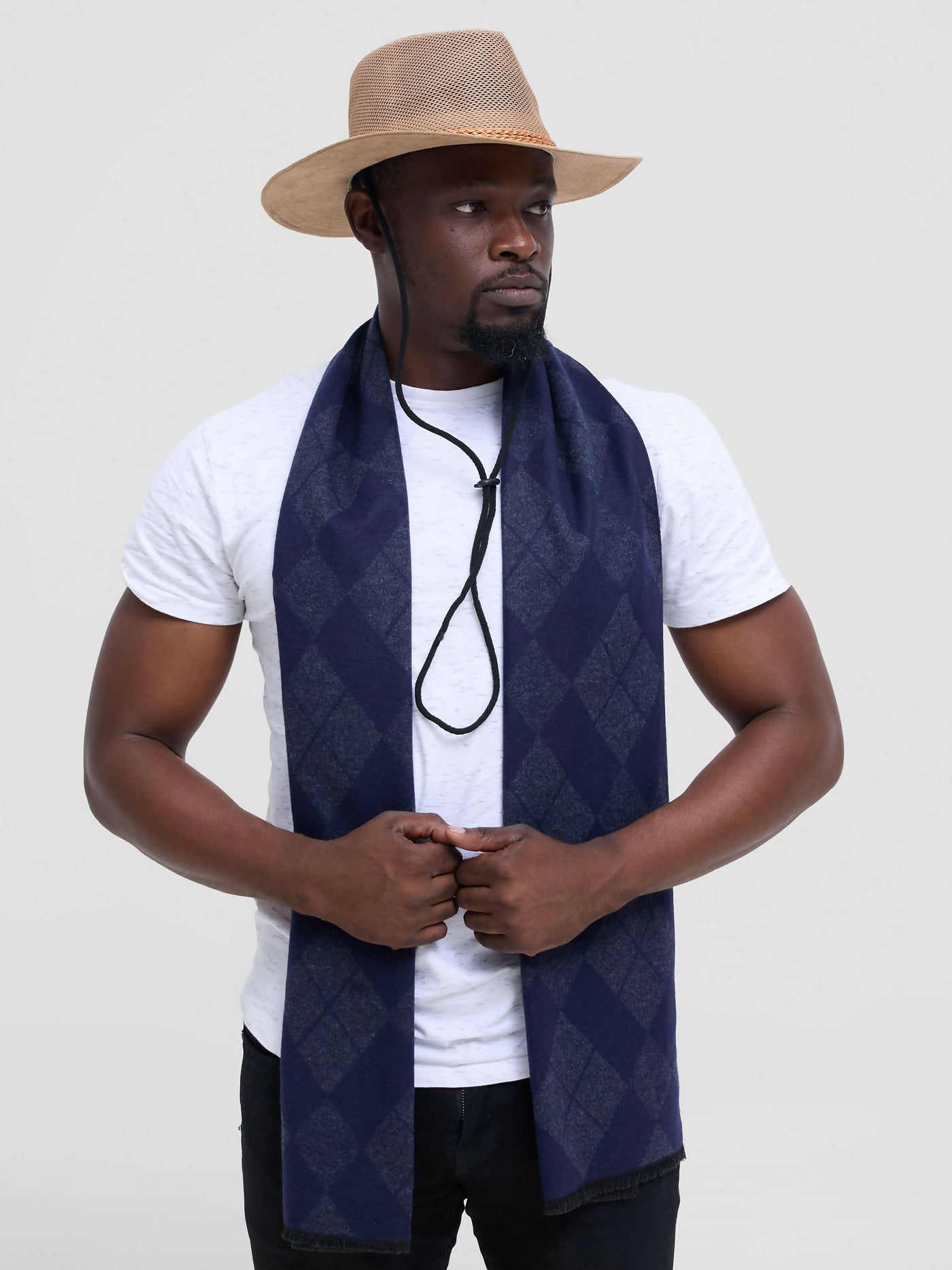 Accessorize With Style Men Cashmere Scarf - Navy Blue - Shopzetu