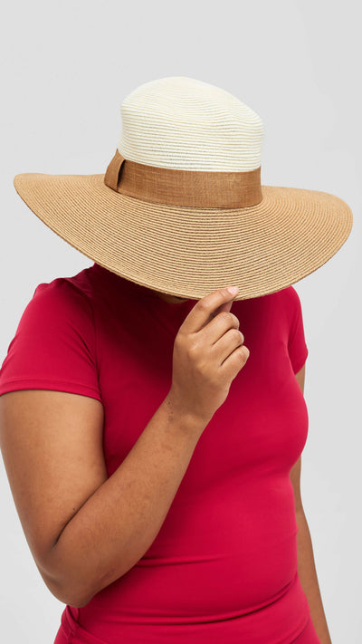 Accessorize With Style Premium Ribbon Panama Hat - Brown