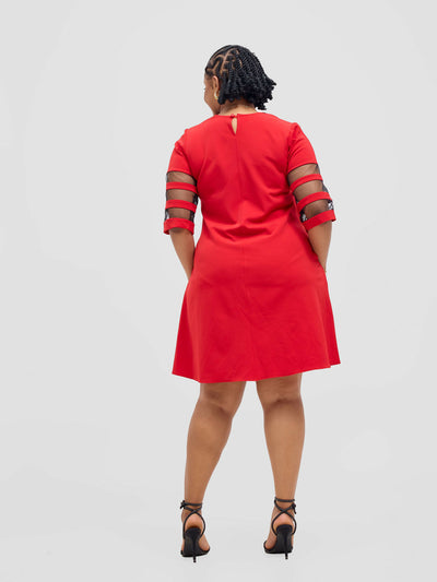 Jolly Fancy Wear Vale Shift Dress - Red - Shopzetu