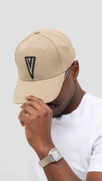 Umbo Collections V-shaped Beaded Hat - Beige