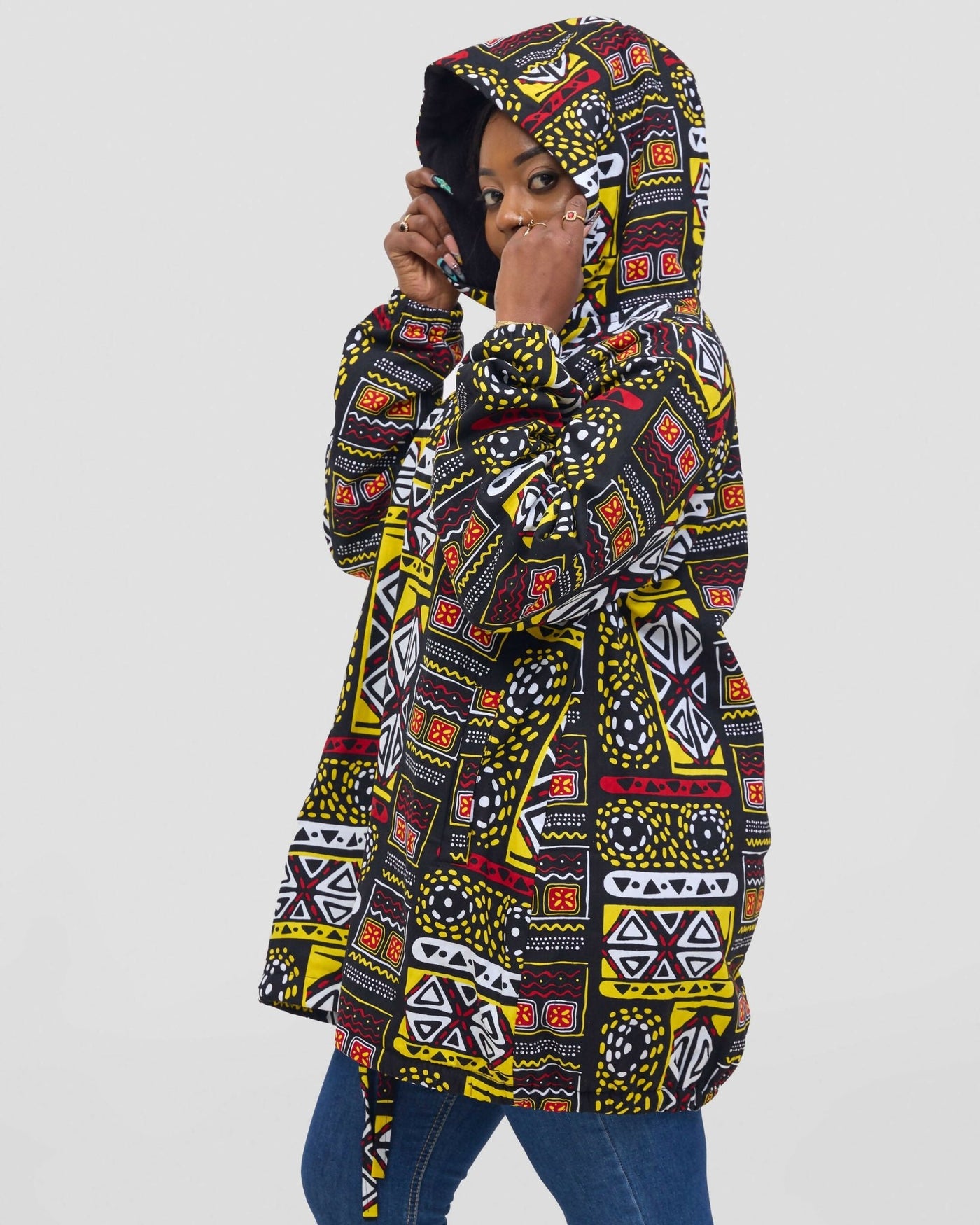 Gravio Fashions Tribal Mosaic Hoodie Jacket - Yellow - Shopzetu