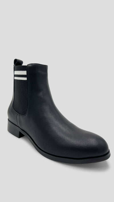Julz Becky Gusset White Stripes Boot - Black - Shopzetu