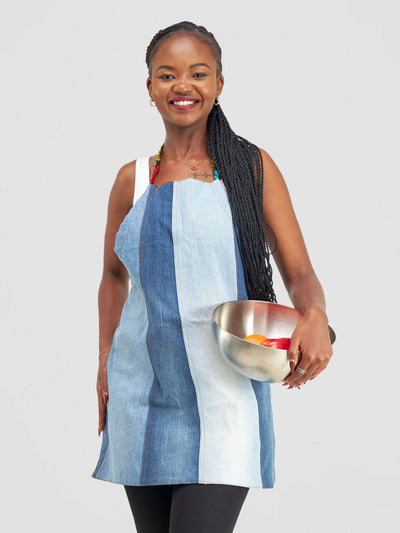 Mavazi Affordable Reversible Apron - Denim/Ankara - Shopzetu