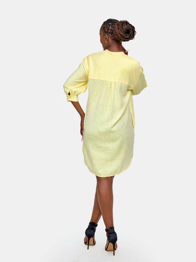 Tuli Nuru Shirt Dress - Yellow - Shopzetu
