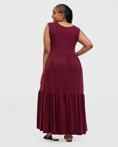 Gravio Seren Dress - Burgundy - Shopzetu