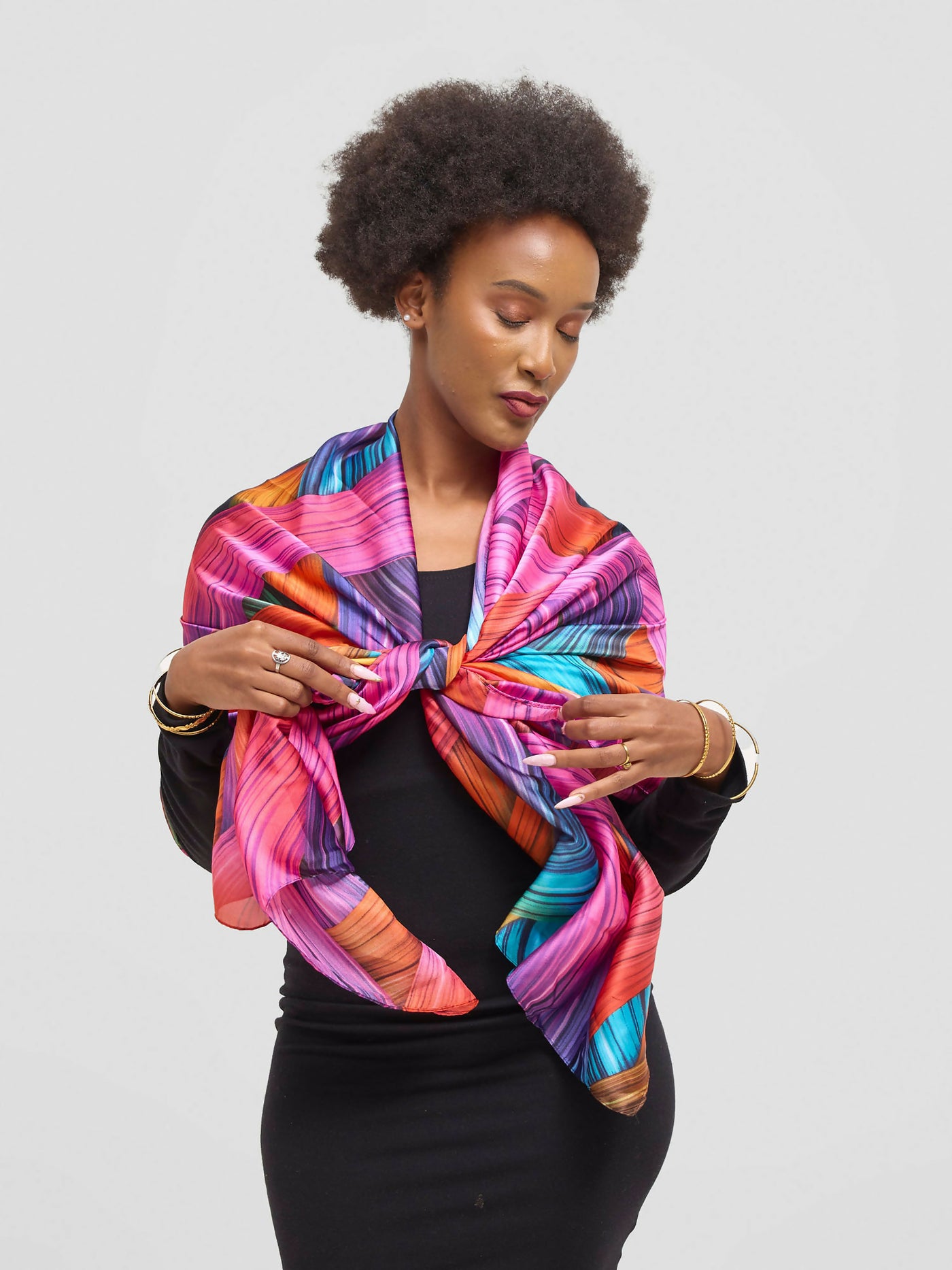 Ukiyo Lifestyle Silk Scarf - Pink Print - Shopzetu