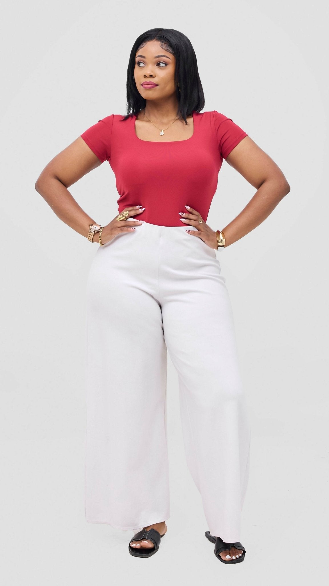 The Fashion Frenzy Box Neck Bodysuit - Maroon - Shopzetu
