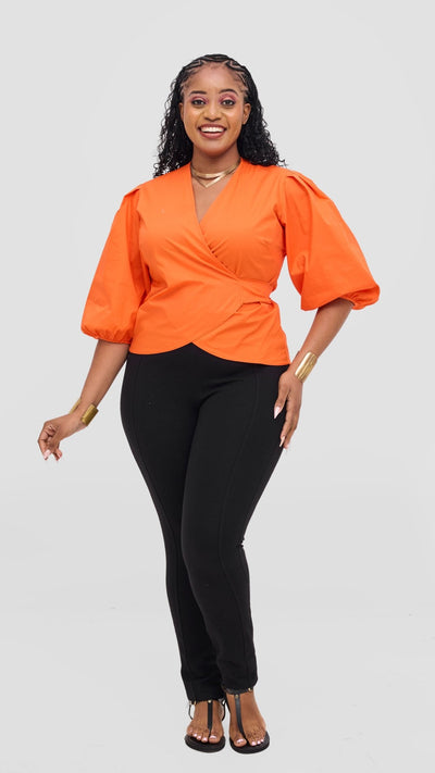 Safari Naledi Wrap Top - Orange - Shopzetu