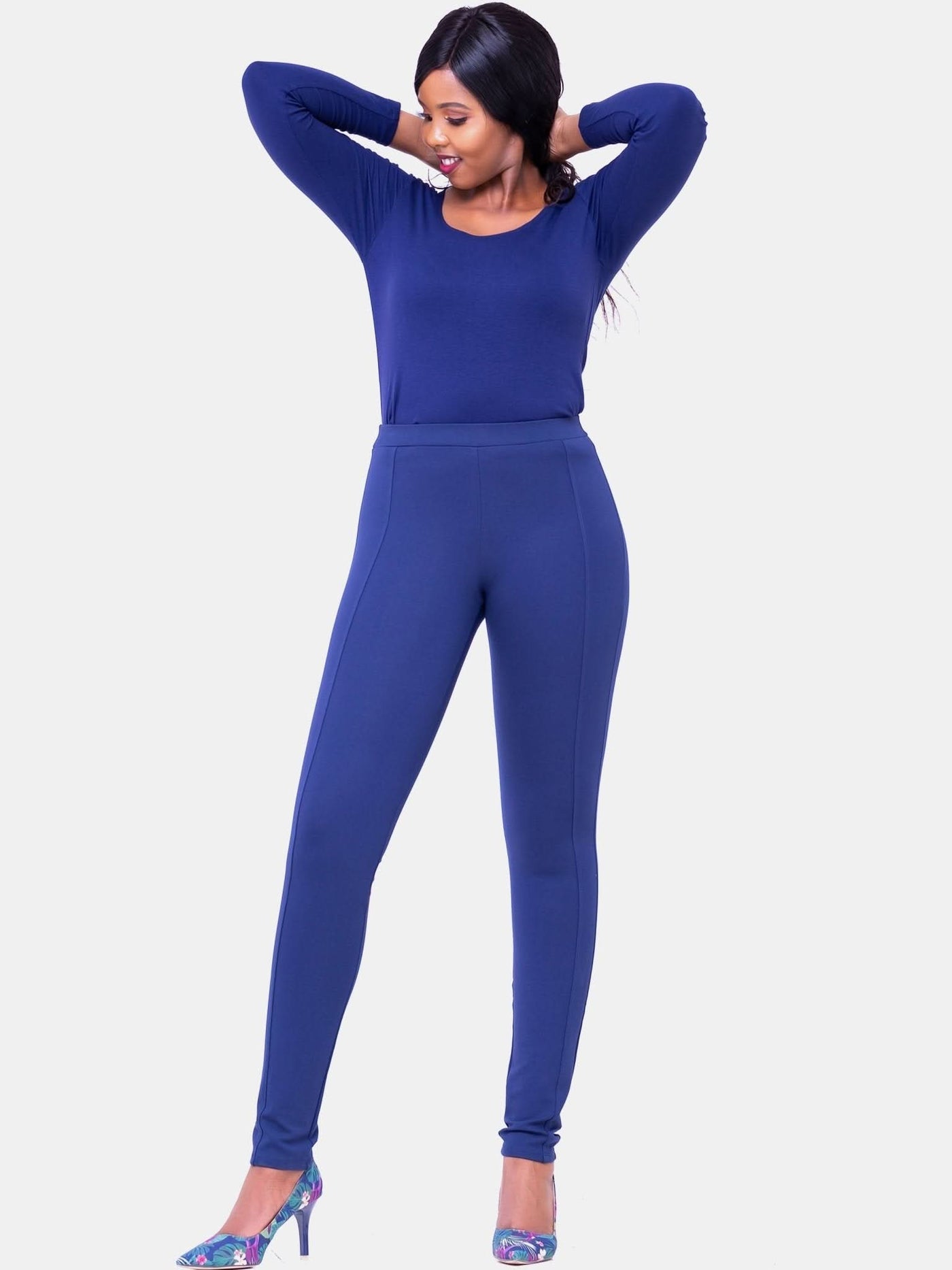 Vivo Basic Panelled Leisure Pants - Navy Blue - Shopzetu