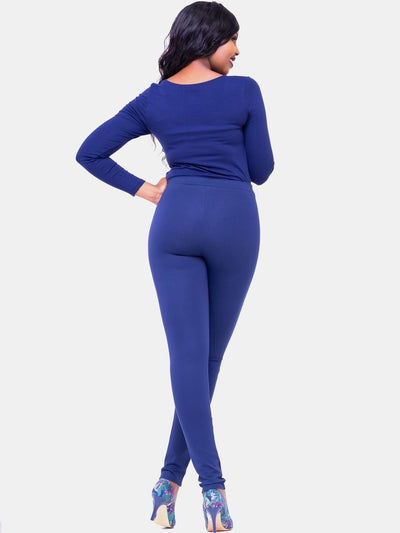 Vivo Basic Panelled Leisure Pants - Navy Blue - Shopzetu