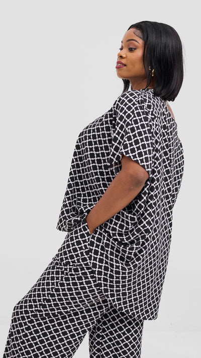 Vivo Maisha Top & Pant Set - Black / White Print - Shopzetu