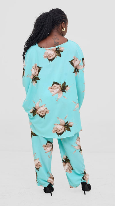 Vivo Maisha Top & Pant Set - Mint/Black Print - Shopzetu