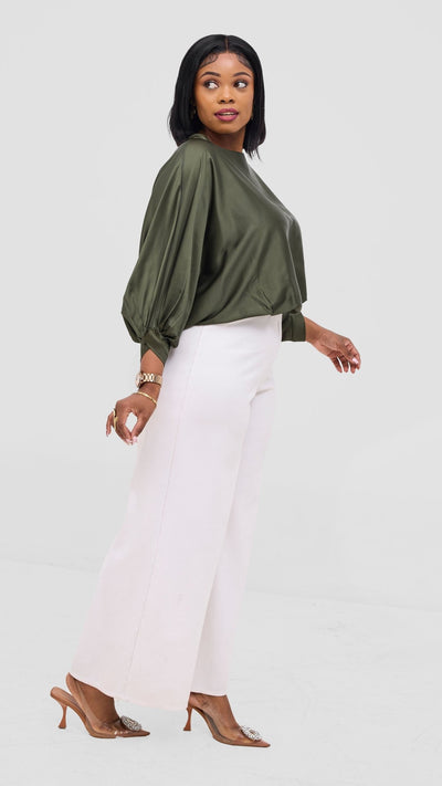 Vivo Sawari Crossed Cuff Batwing Top - Hunters - Shopzetu