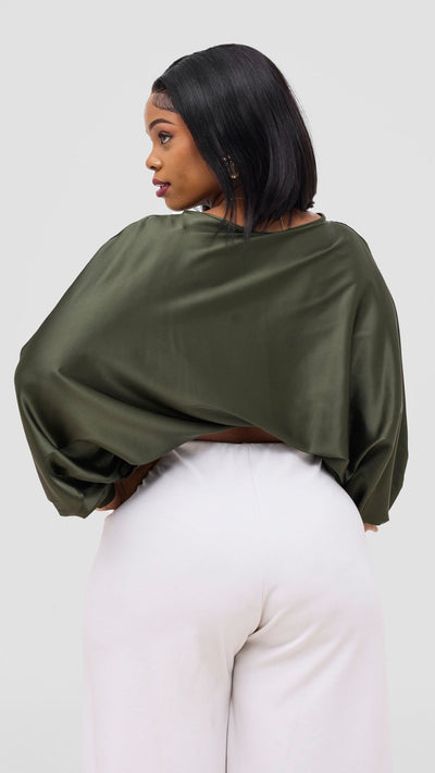 Vivo Sawari Crossed Cuff Batwing Top - Hunters - Shopzetu