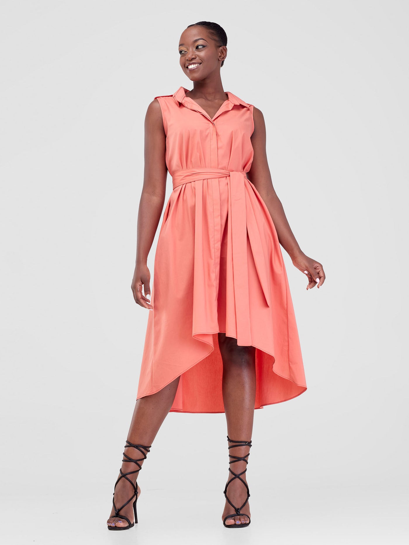 Safari by Vivo Zene High Low Shirt Dress - Coral