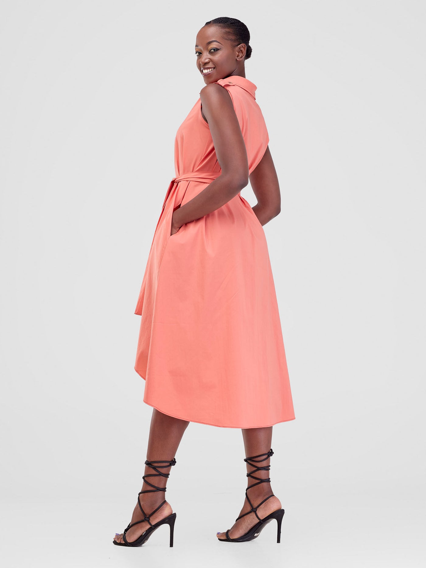 Safari by Vivo Zene High Low Shirt Dress - Coral