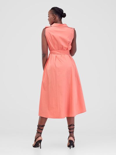 Safari by Vivo Zene High Low Shirt Dress - Coral