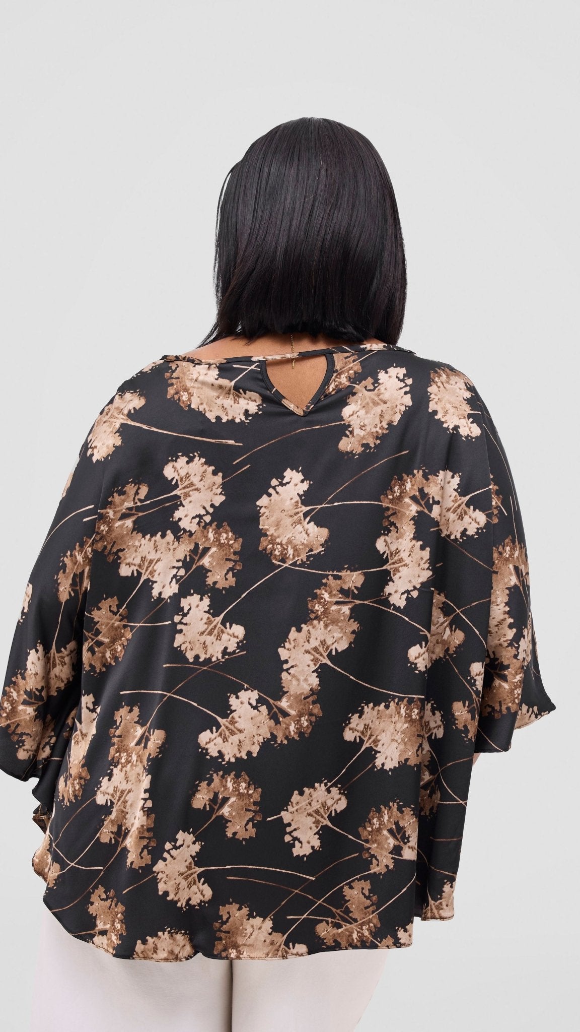 Vivo Keza Circular Loose Top - Black / Taupe Aez Print - Shopzetu
