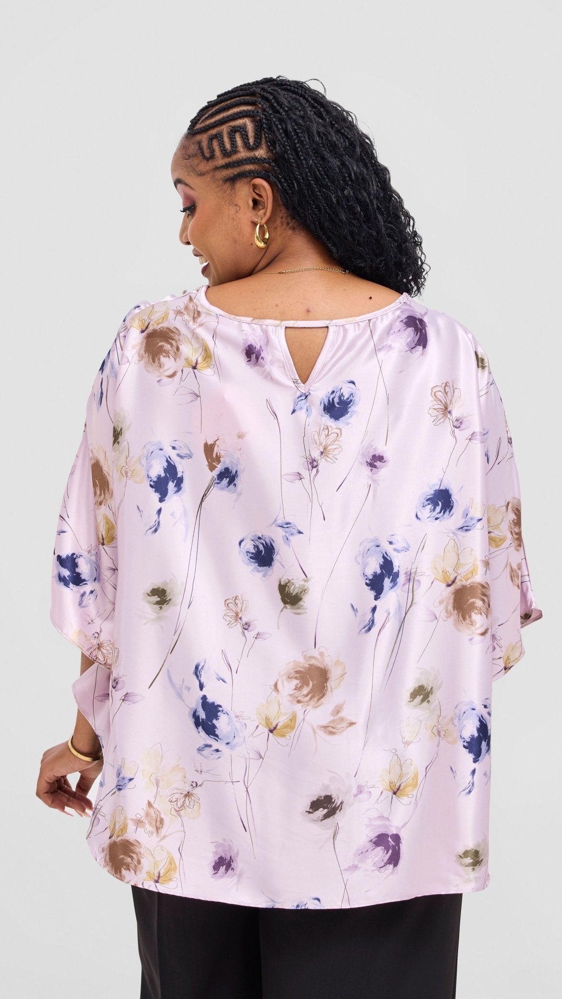 Vivo Keza Circular Loose Top - Lilac / Navy Willow Print - Shopzetu