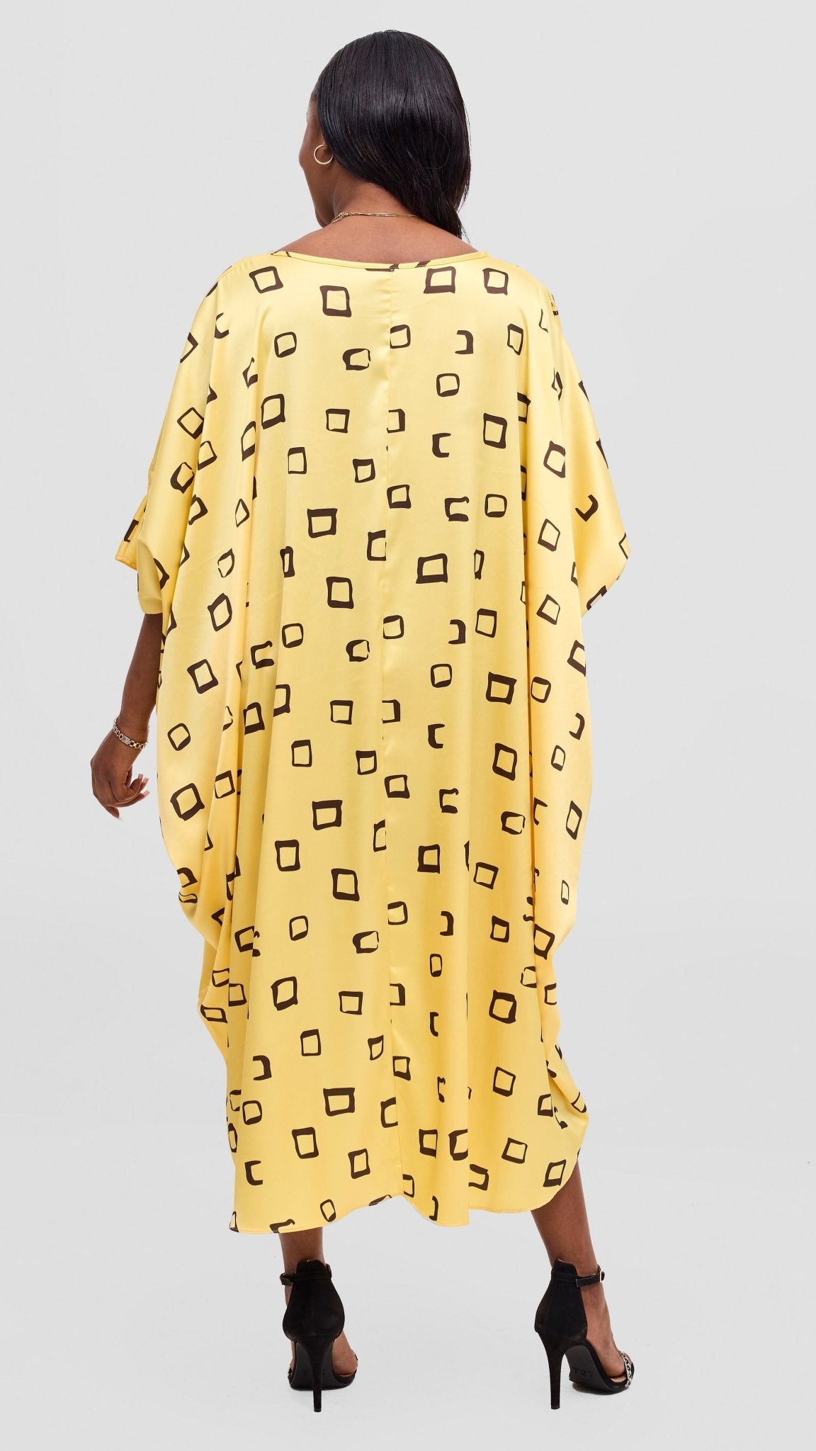 Vivo Samira Drawstring Top - Dark Brown / Light Yellow Nita Print - Shopzetu
