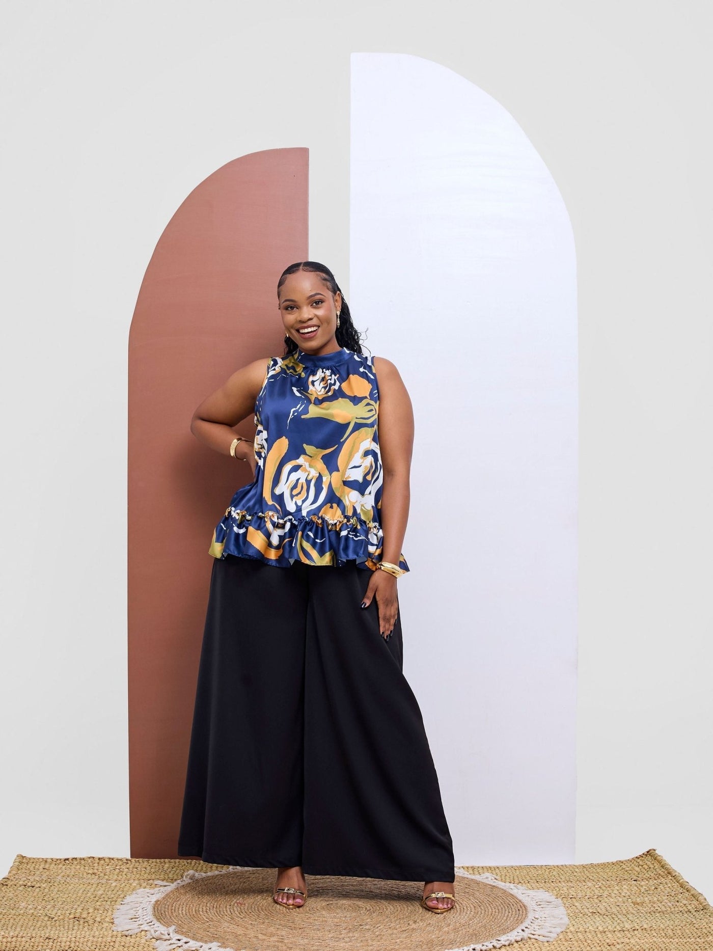 Vivo Kelemi 4.0 Sleeveless Top - Navy / Mustard Nashe Print - Shopzetu