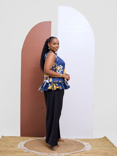 Vivo Kelemi 4.0 Sleeveless Top - Navy / Mustard Nashe Print - Shopzetu