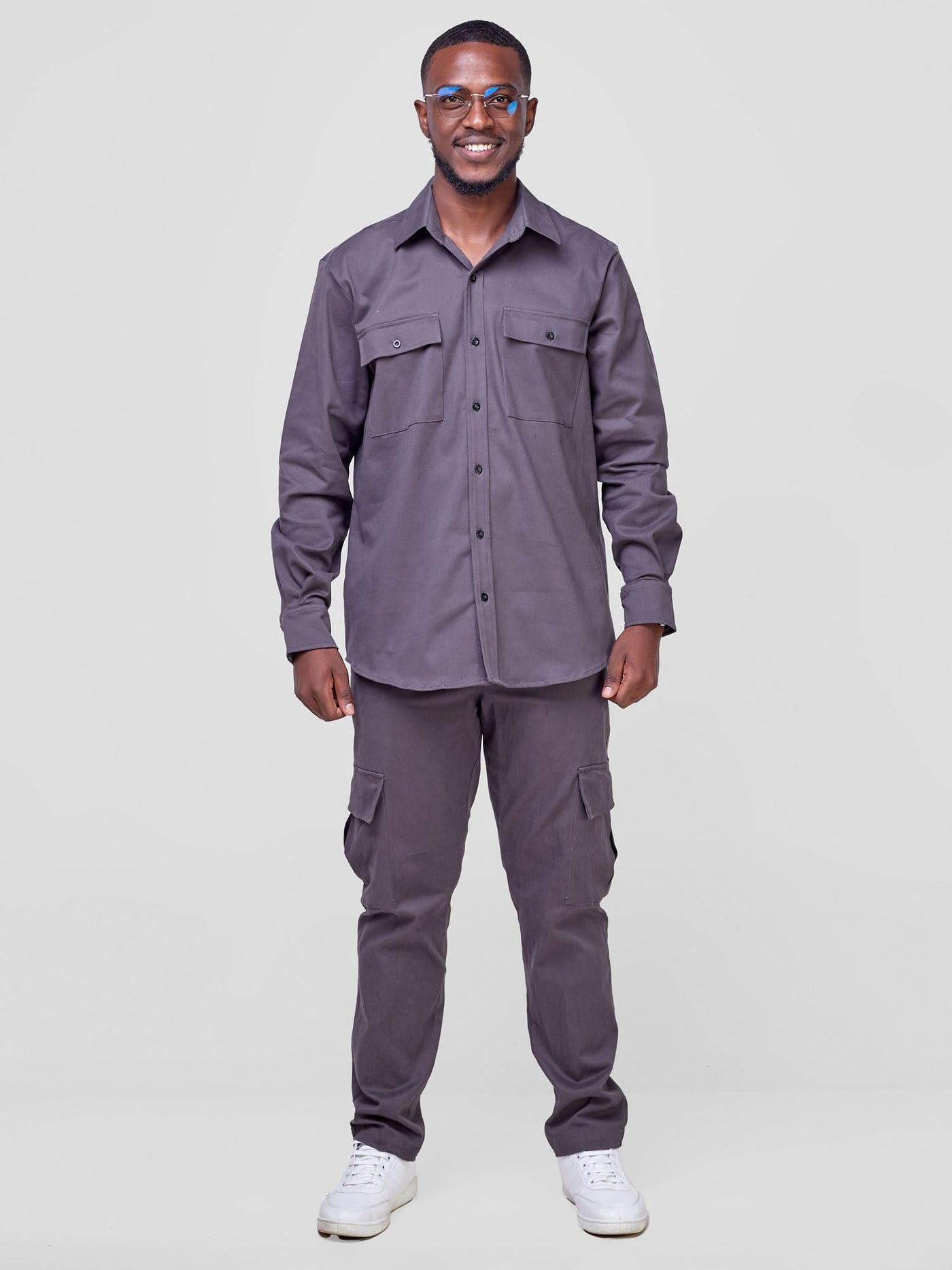 Safari Men's Shacket - Dark Grey - Shopzetu