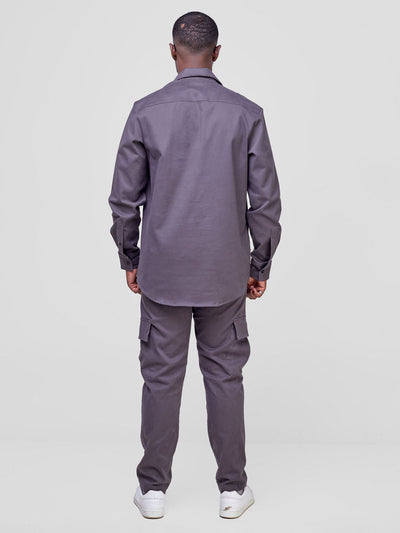 Safari Men's Shacket - Dark Grey - Shopzetu