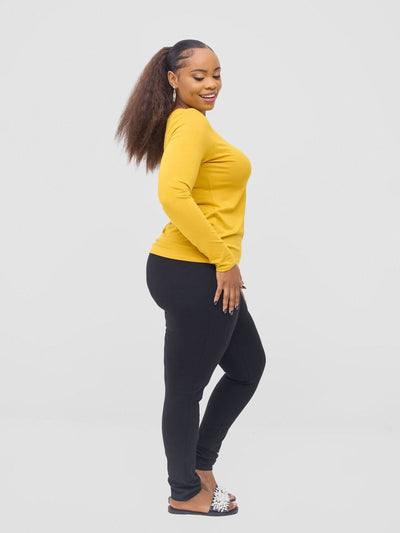 Vivo Basic Long Sleeved Top - Mustard - Shopzetu