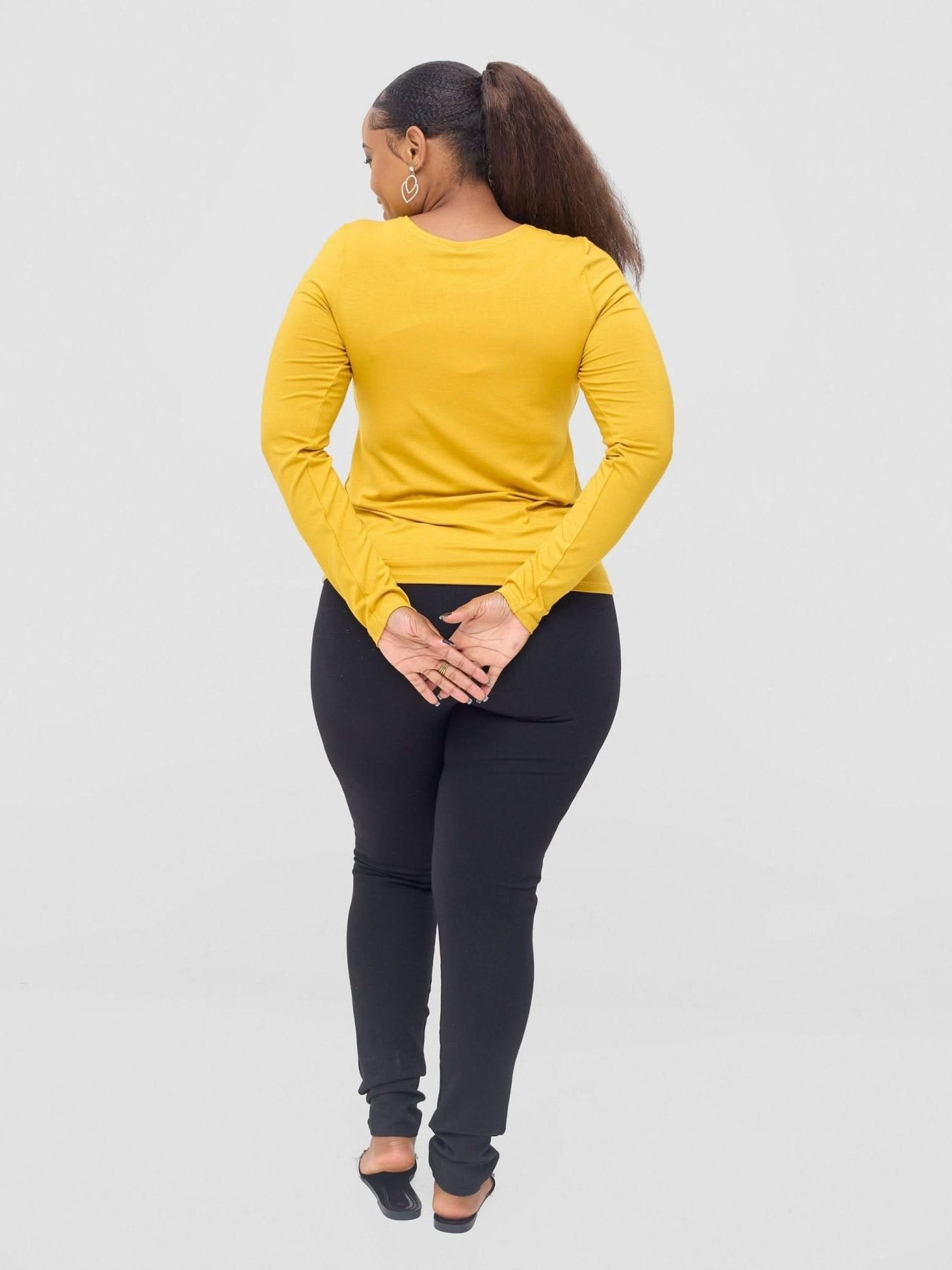 Vivo Basic Long Sleeved Top - Mustard - Shopzetu