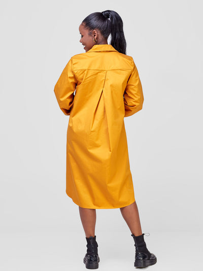 Safari by Vivo Kaya Long Sleeve Shirt Dress - Mustard