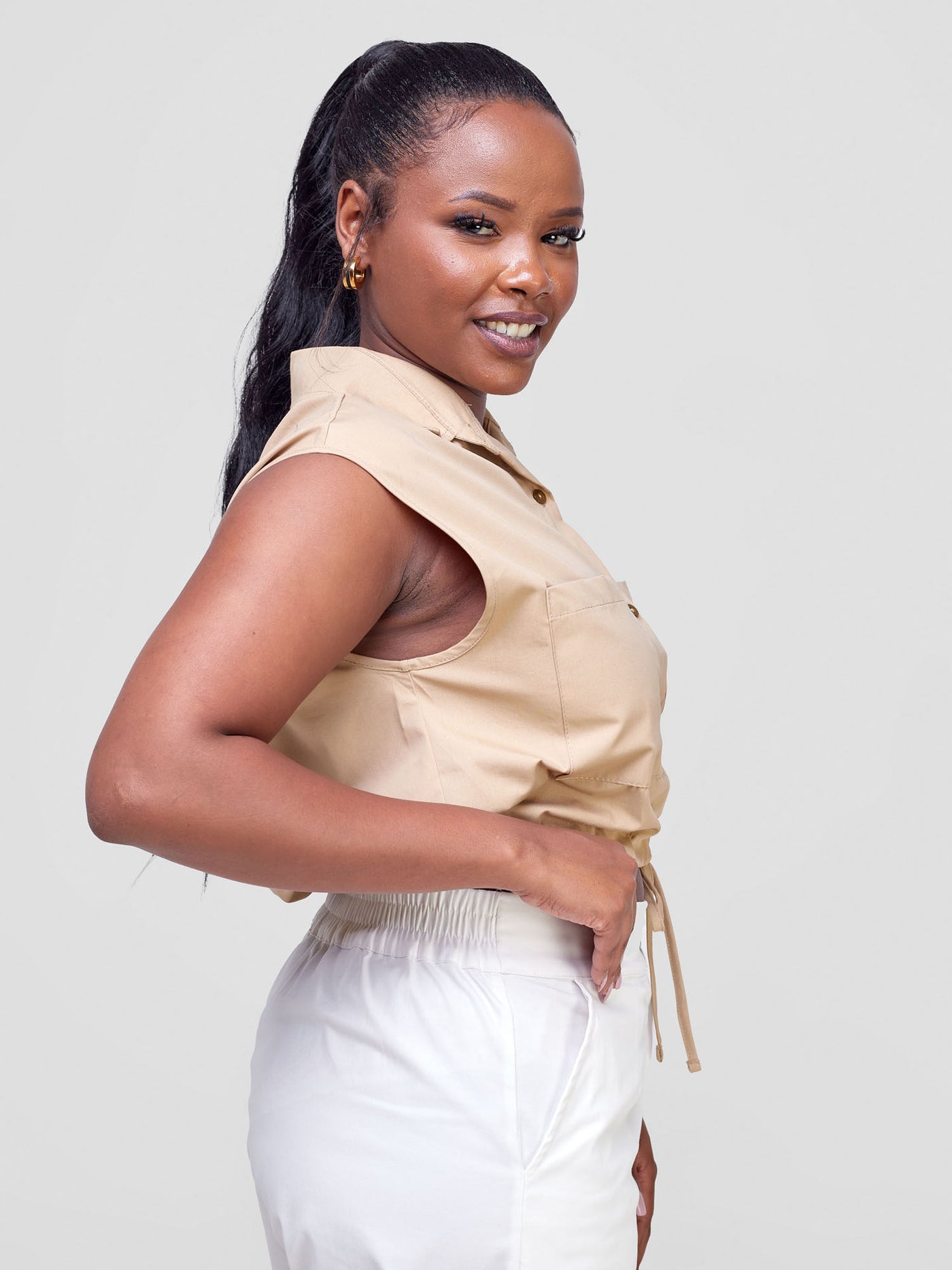 Safari by Vivo Kamari Drop Shoulder Top - Tan