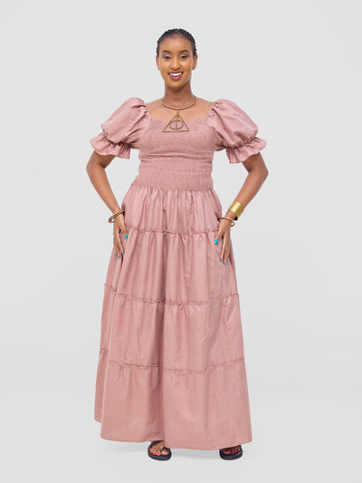 Safari by Vivo  Kikoy Shirred Top Maxi Dress - Tan