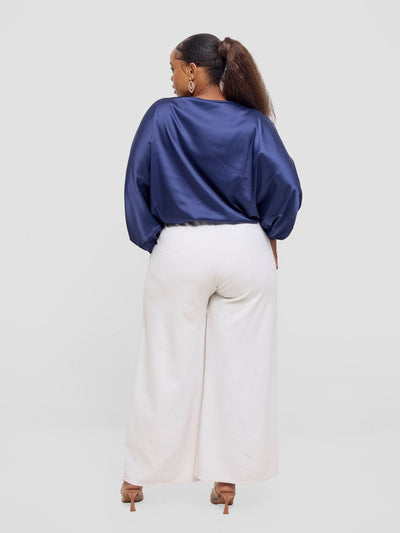 Vivo Sawari Crossed Cuff Batwing Top - Navy - Shopzetu