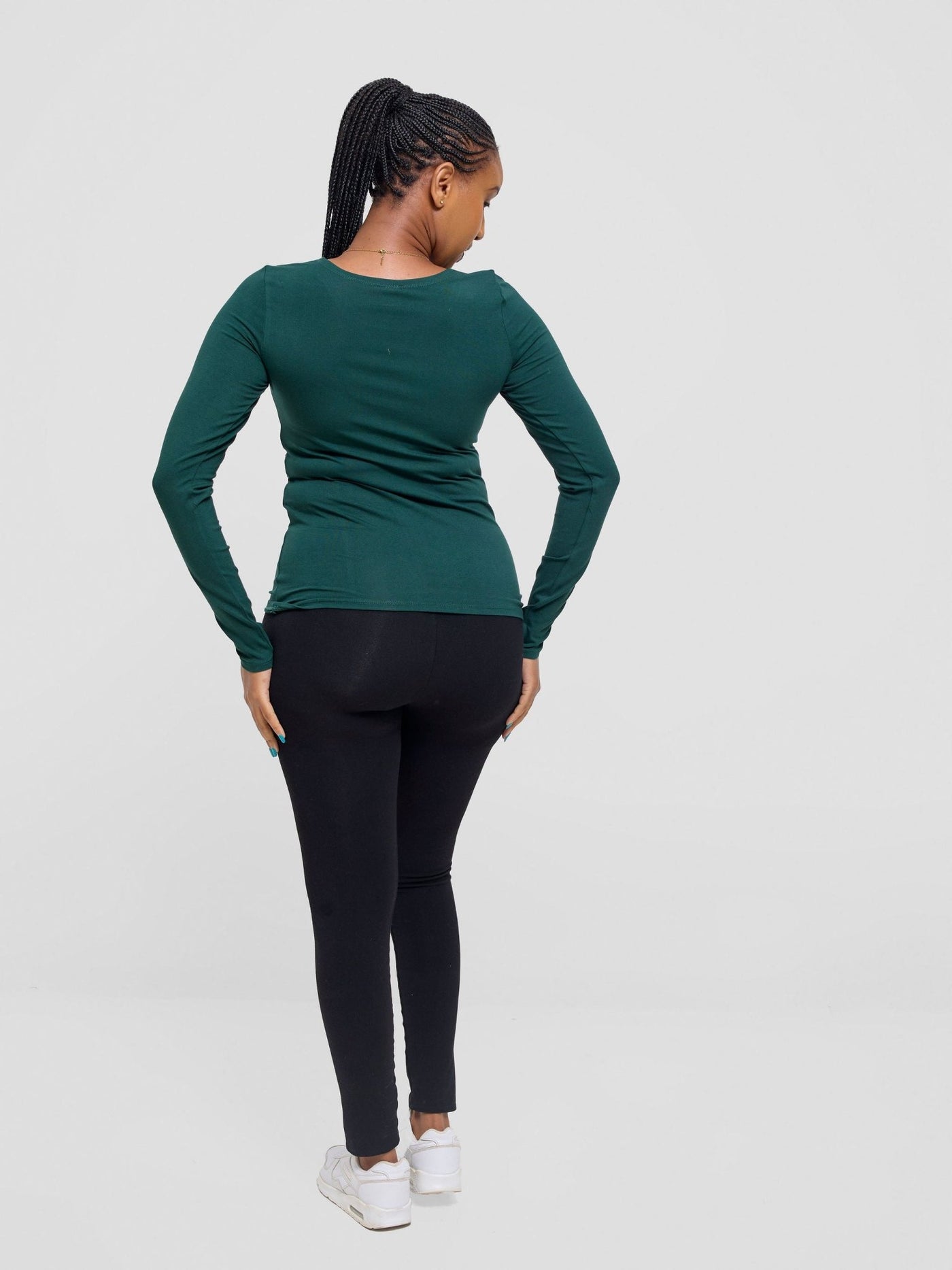 Vivo Basic Val Long Sleeve Sleeve Top - Dark Green - Shopzetu